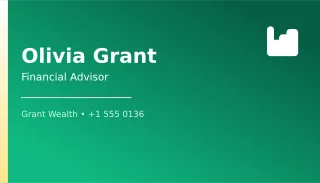 Financial Advisor — editable green professional services template, business card