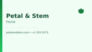 Florist Card — editable white professional services template, business card