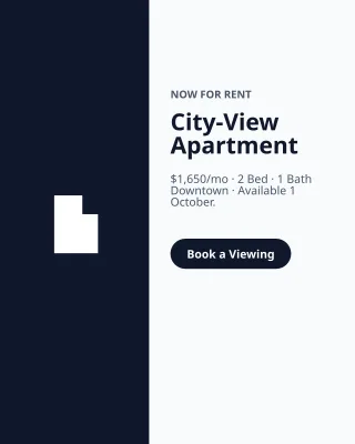 For Rent — editable white professional services template, instagram portrait