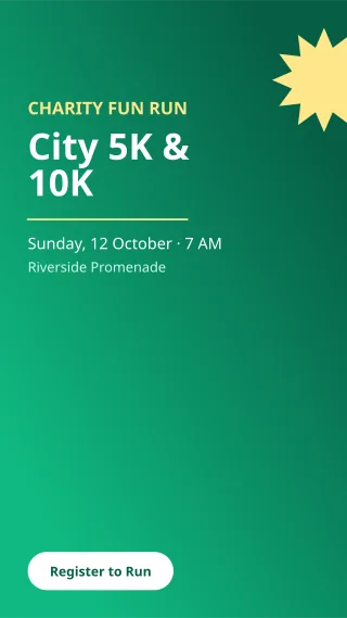 Fun Run — editable green professional services template, story / reel