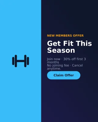 Gym Membership — editable blue professional services template, instagram portrait