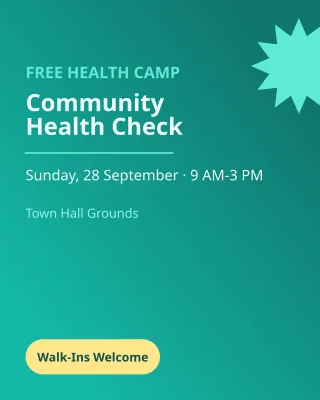 Health Camp — editable teal professional services template, instagram portrait