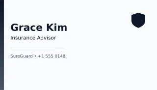 Insurance Advisor — editable white professional services template, business card