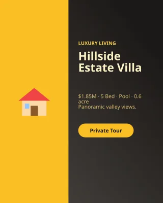 Luxury Villa — editable black professional services template, instagram portrait