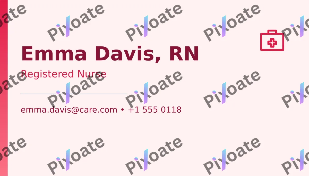 Nurse Card Nurse Card — editable white professional services template, business card