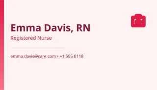 Nurse Card — editable white professional services template, business card