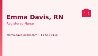 Nurse Card — editable white professional services template, business card