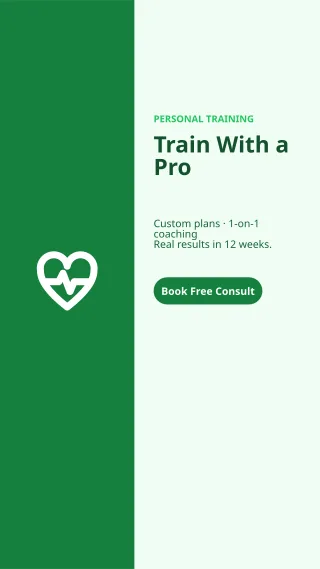 Personal Training — editable white professional services template, story / reel