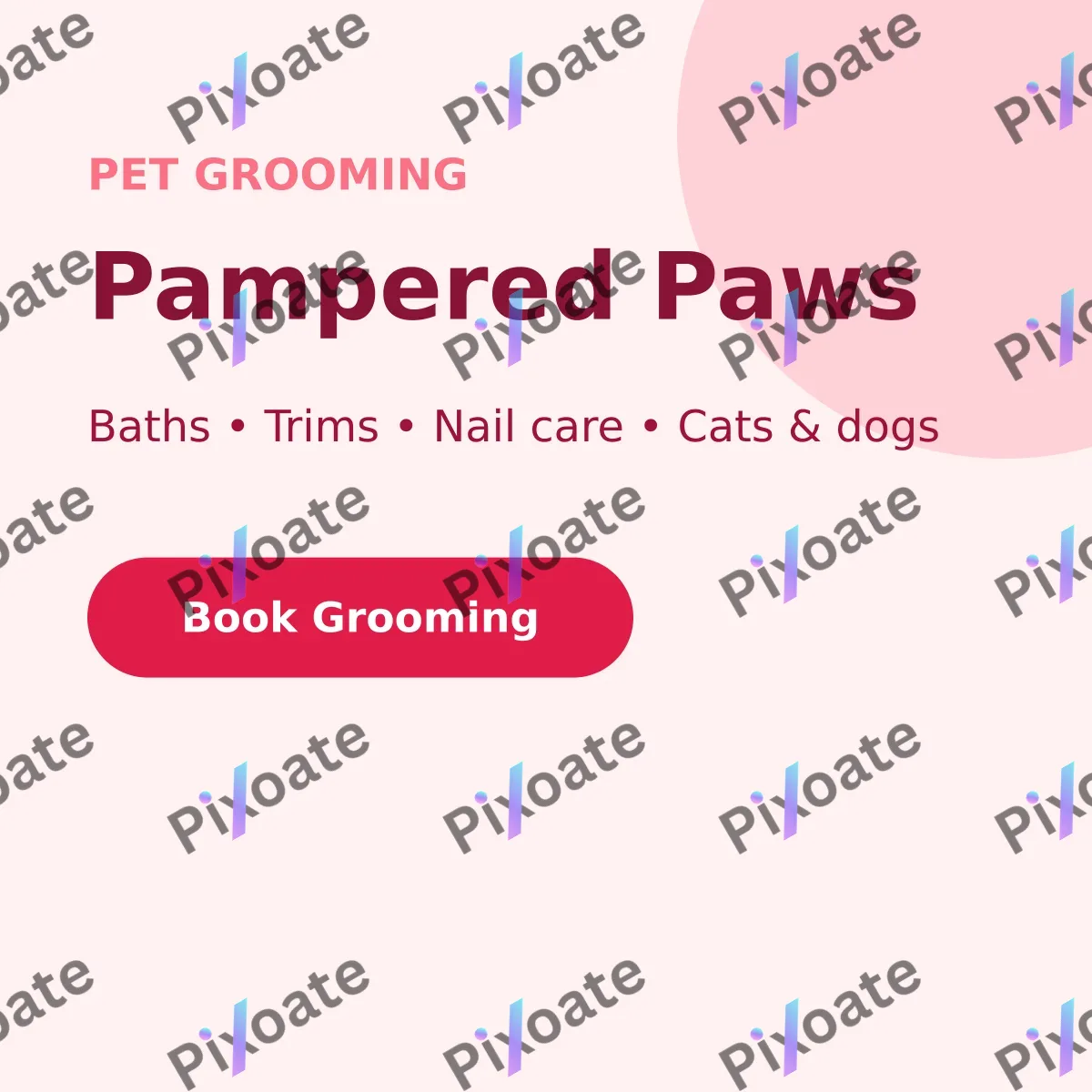Pet Grooming Pet Grooming — editable white professional services template, instagram post
