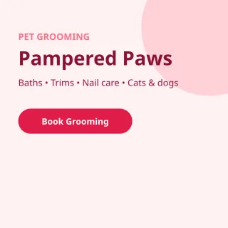 Pet Grooming — editable white professional services template, instagram post