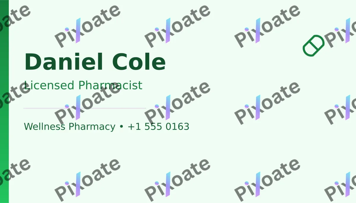 Pharmacist Card Pharmacist Card — editable white professional services template, business card