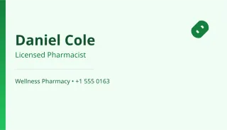 Pharmacist Card — editable white professional services template, business card