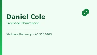 Pharmacist Card — editable white professional services template, business card