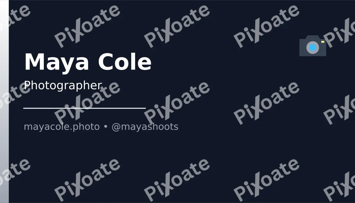 Photographer Card Photographer Card — editable blue professional services template, business card