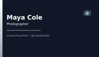 Photographer Card — editable blue professional services template, business card