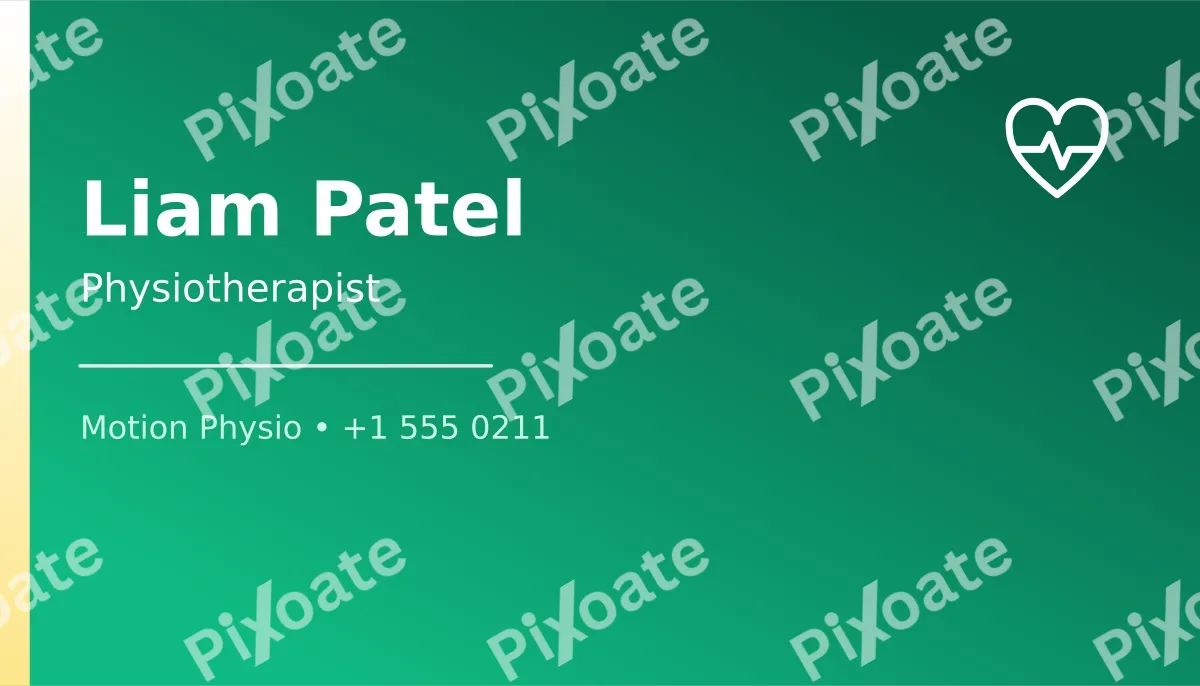 Physiotherapist Physiotherapist — editable green professional services template, business card