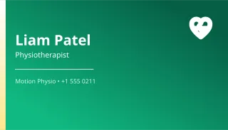 Physiotherapist — editable green professional services template, business card