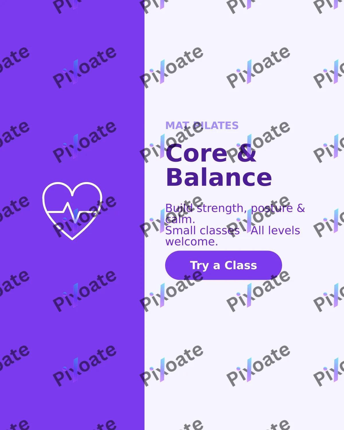 Pilates Pilates — editable white professional services template, instagram portrait