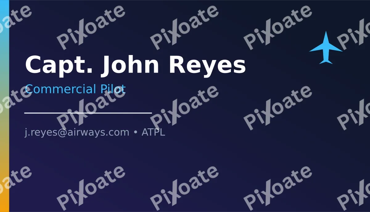 Pilot Card Pilot Card — editable blue professional services template, business card