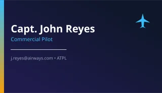 Pilot Card — editable blue professional services template, business card