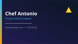Private Chef Card — editable blue professional services template, business card