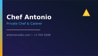 Private Chef Card — editable blue professional services template, business card