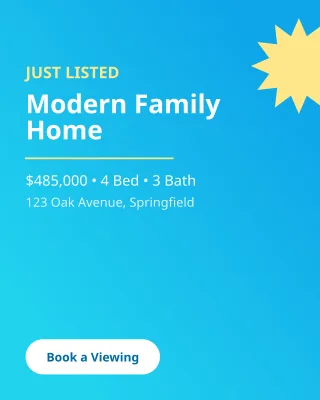 Real Estate Listing — editable blue professional services template, instagram portrait