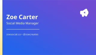 Social Media Manager — editable purple professional services template, business card