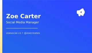 Social Media Manager — editable blue professional services template, business card