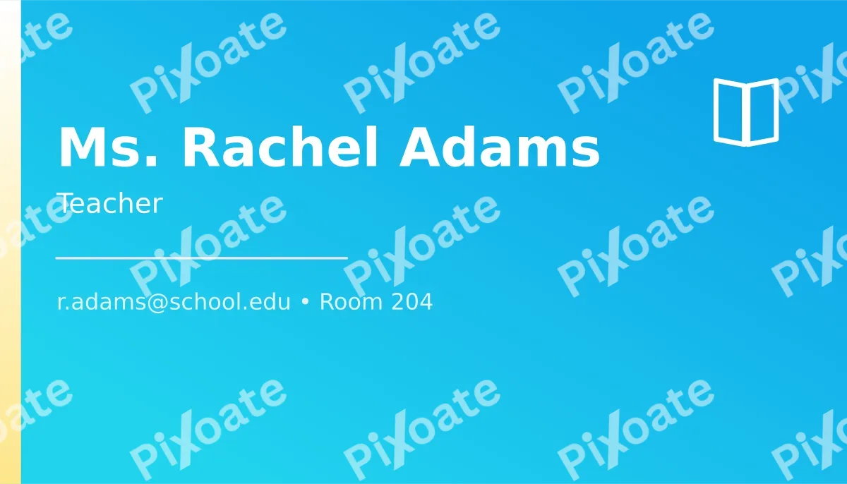 Teacher Card Teacher Card — editable blue professional services template, business card