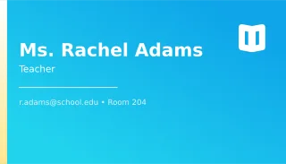 Teacher Card — editable blue professional services template, business card