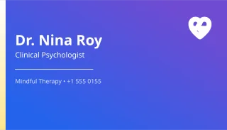Therapist Card — editable purple professional services template, business card
