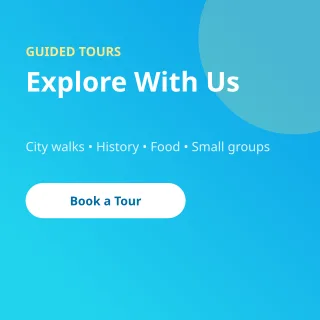 Tour Guide — editable blue professional services template, instagram post