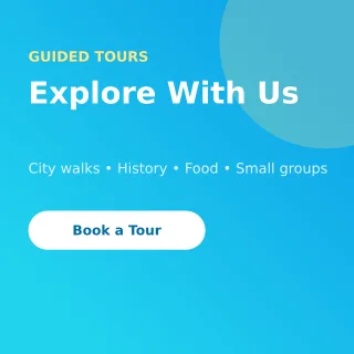 Tour Guide — editable blue professional services template, instagram post