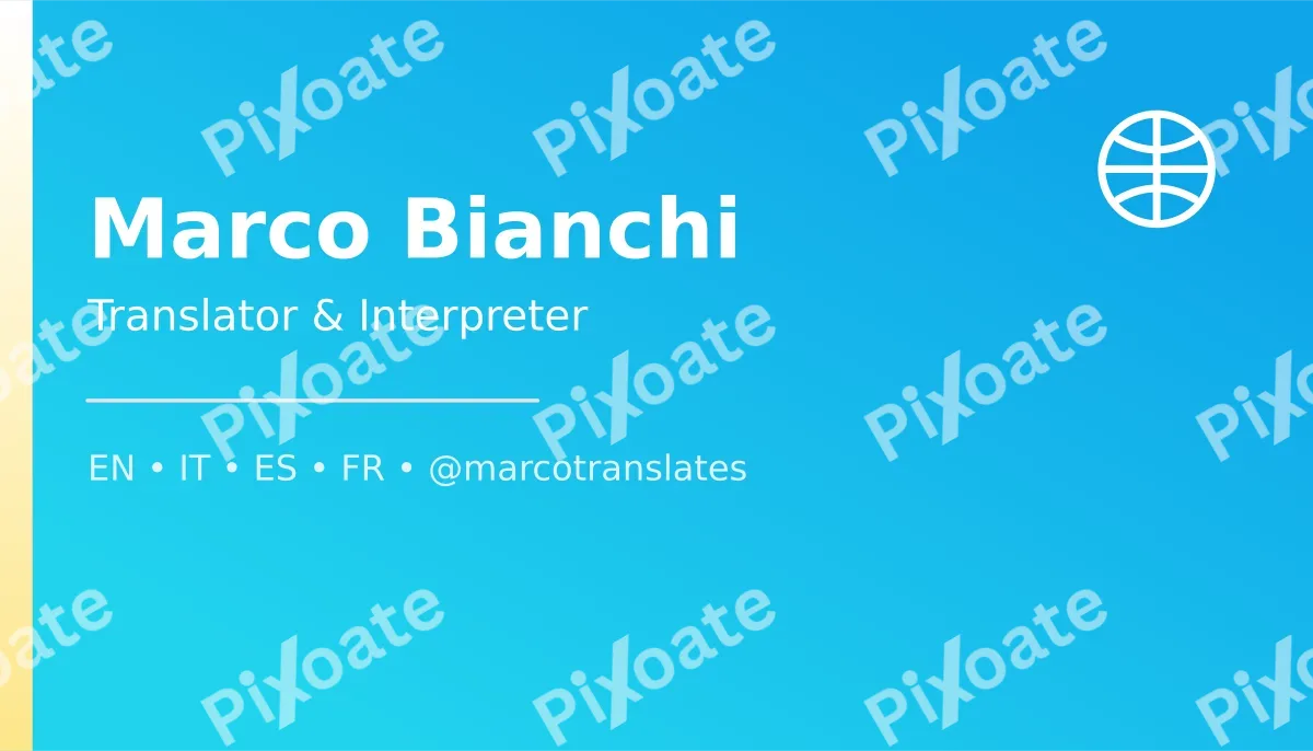 Translator Card Translator Card — editable blue professional services template, business card