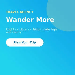 Travel Agency — editable blue professional services template, instagram post