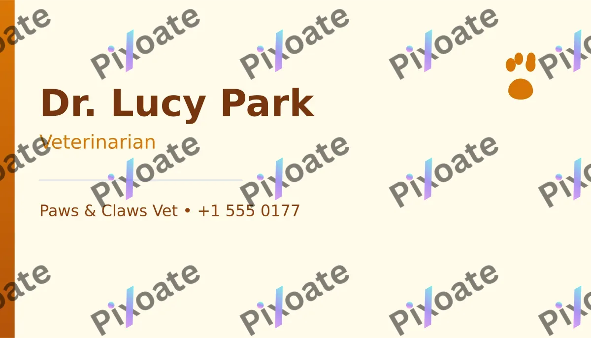 Veterinarian Card Veterinarian Card — editable white professional services template, business card