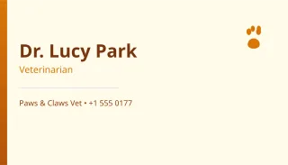 Veterinarian Card — editable white professional services template, business card