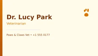 Veterinarian Card — editable white professional services template, business card