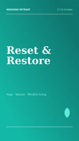 Wellness Retreat — editable teal professional services template, story / reel