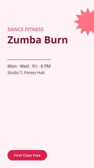 Zumba Class — editable white professional services template, story / reel