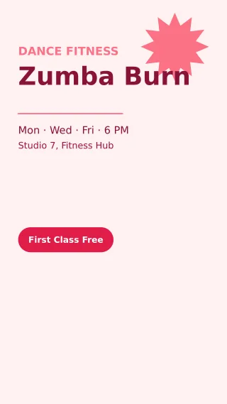 Zumba Class Zumba Class — editable white professional services template, story / reel
