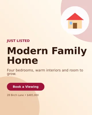 Aurora New Listing Poster — editable white real estate template, instagram portrait