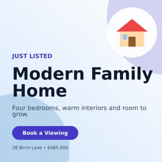 Aurora New Listing Social Post — editable white real estate template, instagram post