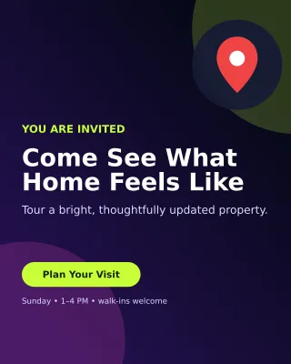 Aurora Open House Poster — editable black real estate template, instagram portrait