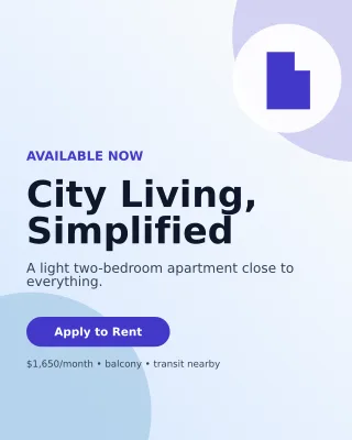Aurora Rental Listing Poster — editable white real estate template, instagram portrait