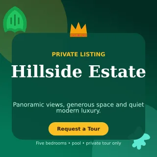 Botanical Luxury Villa Social Post — editable black real estate template, instagram post