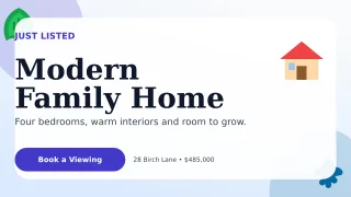 Botanical New Listing Wide Ad — editable white real estate template, youtube thumbnail