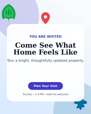 Botanical Open House Poster — editable white real estate template, instagram portrait
