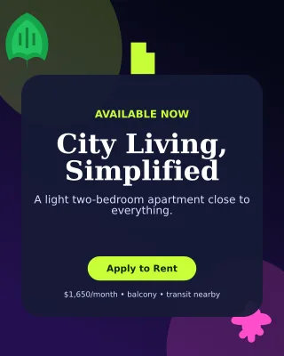 Botanical Rental Listing Poster — editable black real estate template, instagram portrait